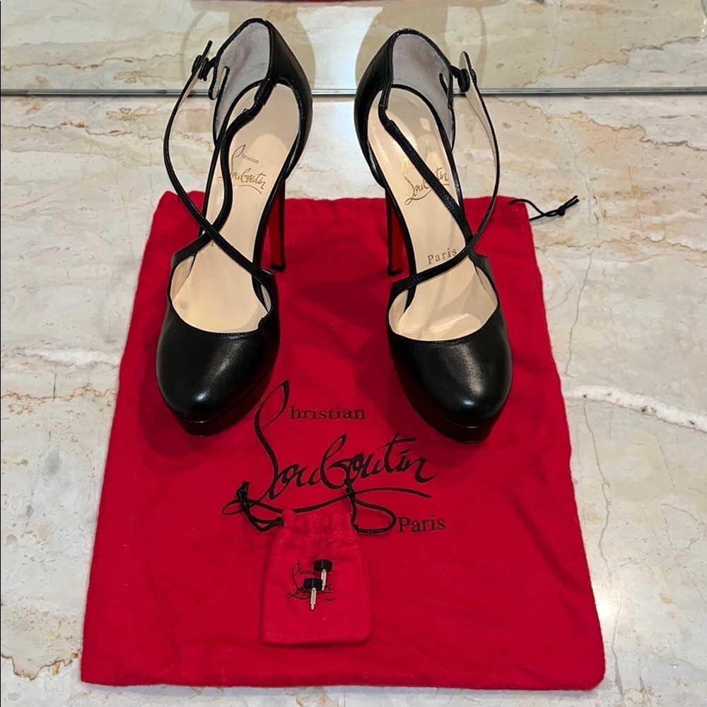 Christian Louboutin Black and Red Borghese 140 Platform Pump W/Box and DustBag.